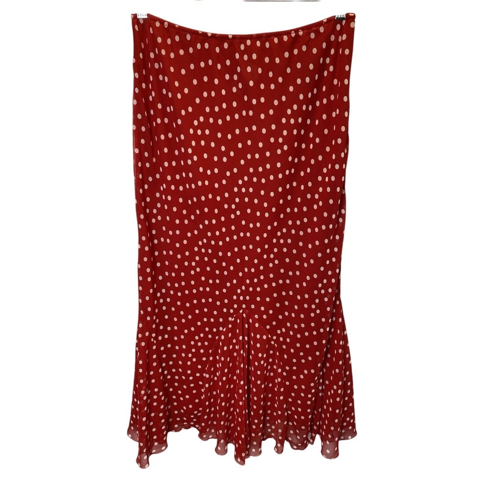 VTG Y2K 90's Chadwick's Maxi Skirt Size 12 White Red Polka Dot Retro Rockabilly